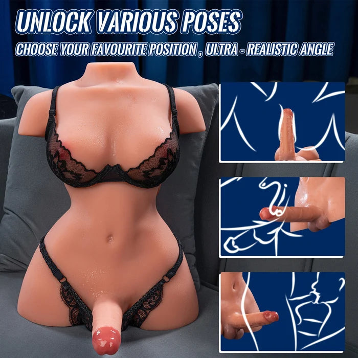 April: 8.5KG Trans Sex Doll Torso mit Vibrierendem und Stoßendem Dildo
