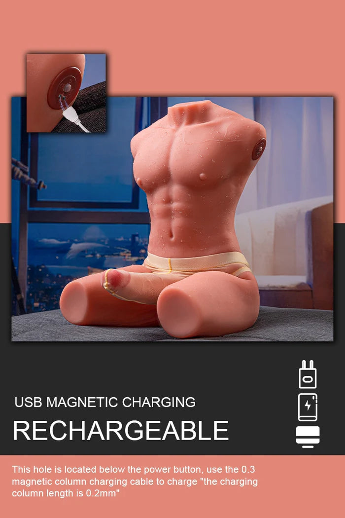 Archer: 8,0 kg männlicher Torso mit 17 cm langem Stoß- und Vibrationsdildo
