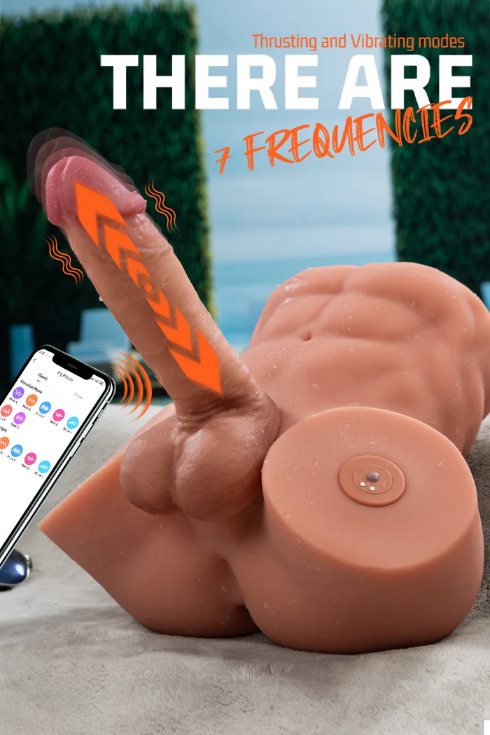 Gretel: 6,5 kg männlicher Sexpuppen-Torso mit 19 cm langem Stoß- und Vibrationsdildo