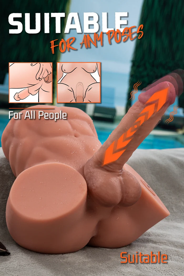 Gretel: 6,5 kg männlicher Sexpuppen-Torso mit 19 cm langem Stoß- und Vibrationsdildo