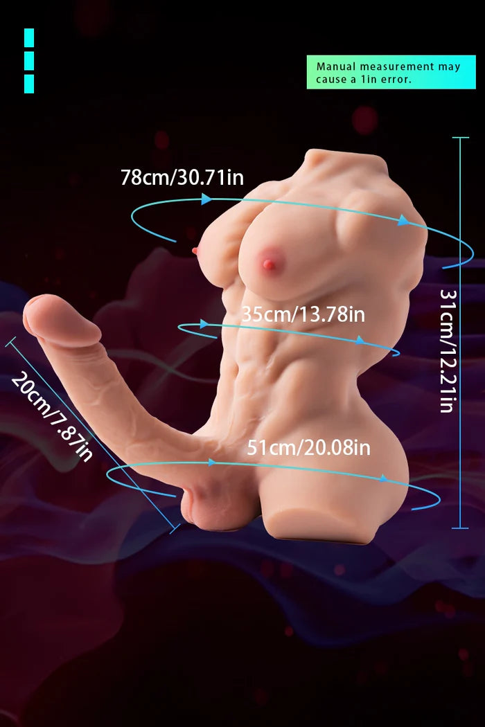 Kalel: 3,8 kg muskulöser männlicher Torso mit 20 cm × 4 cm Metalldildo