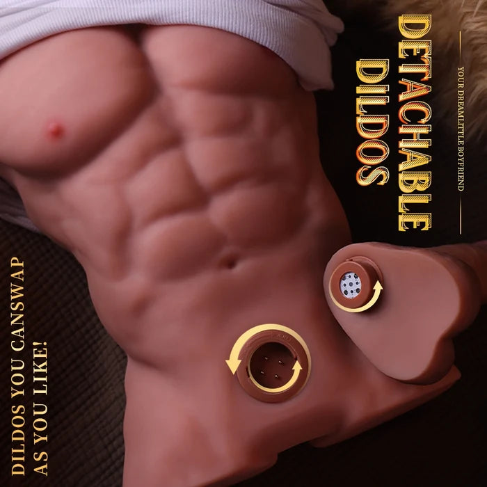 Fitter: 11.5KG Teleskop-Vibrator-Torso mit App-Steuerung (abnehmbarer Dildo, 4 Aufsätze)