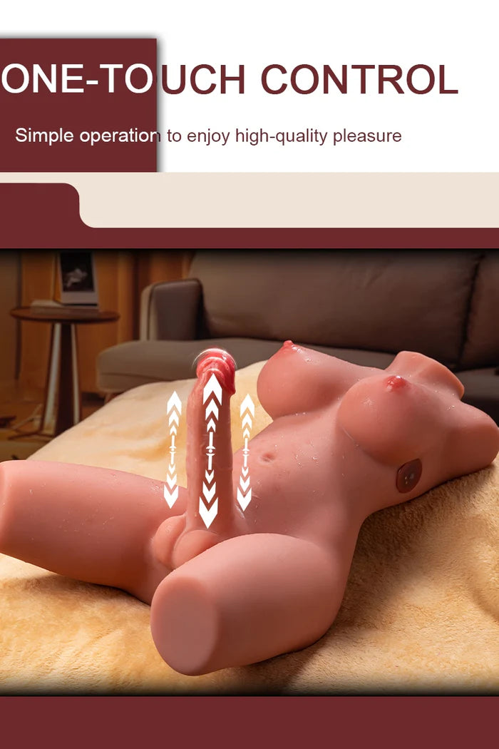 Maiya: 9,8kg Shemale-Silikon-Torso mit 18 cm stoßendem Dildo